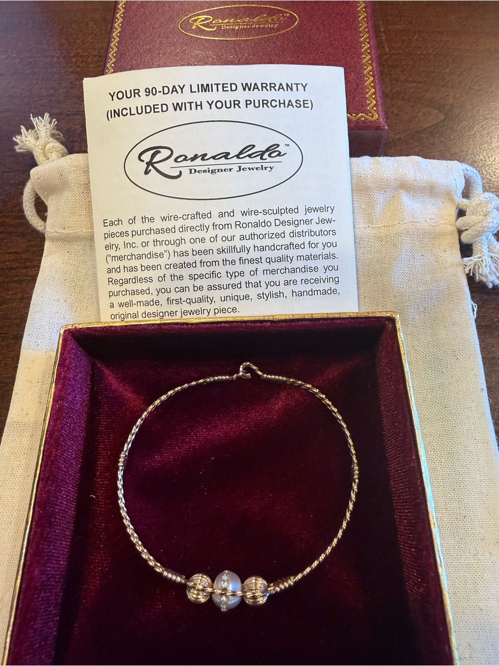 Ronaldo Bracelet 7" Gold-Tone Pearl & Crystal Accent Bracelet - Gold - Picture 4 of 6